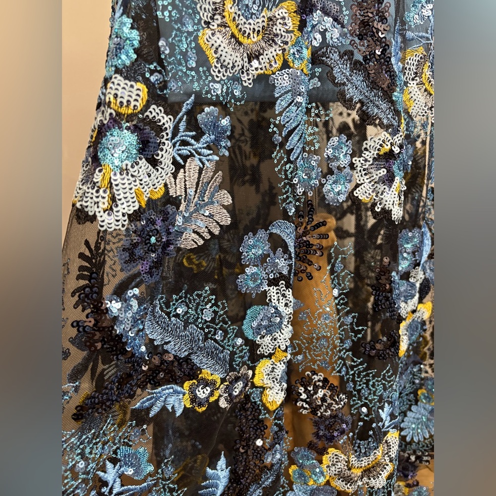 Dress The Population Umalina Sequin Floral Fit & Flare Gown Blue Sz M - Picture 8 of 14